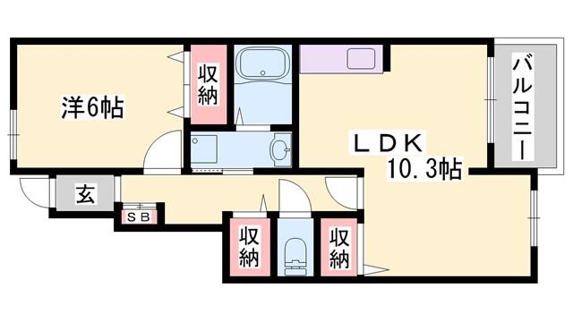 シーズンズ コンフォートI(1LDK/1階)の間取り写真