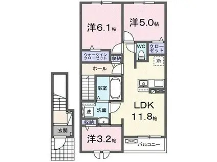 ルシール(3LDK/2階)の間取り写真