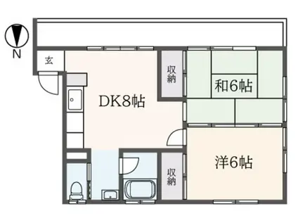 ロイヤルレジデンス(2DK/1階)の間取り写真