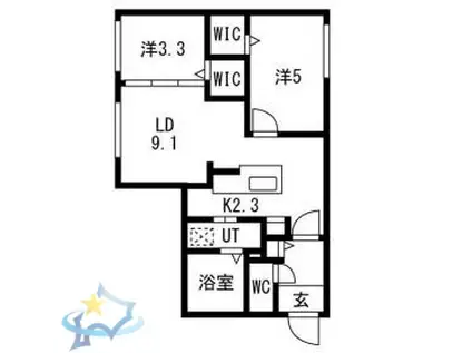 RITZ GRANDE 八軒(2LDK/1階)の間取り写真