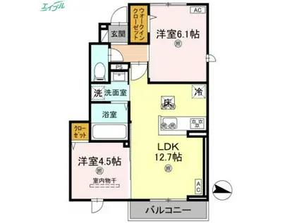 フォーゲルセレーノ B棟(2LDK/1階)の間取り写真