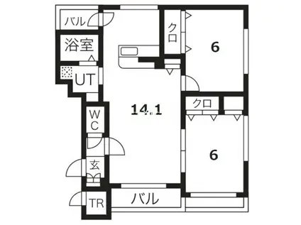 アヴァンセ発寒7・9(2LDK/4階)の間取り写真