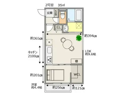 TRIOVE JR久留米駅前(1LDK/1階)の間取り写真