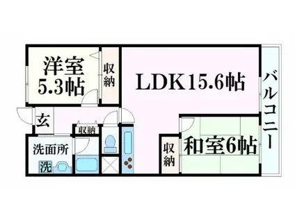 姫路西スカイハイツ(2LDK/1階)の間取り写真