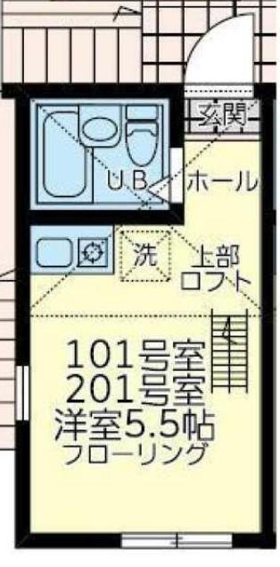 ユナイト境之谷タルトフロマージュ(ワンルーム/2階)の間取り写真