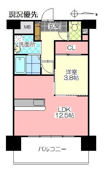 SEAGARDEN船小路(1LDK/2階)の間取り写真