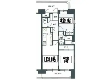 サンテラス反町公園(2LDK/8階)の間取り写真