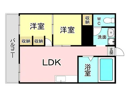 プリンセス片野II(2LDK/4階)の間取り写真