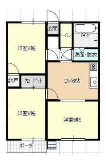 コーポ昴(3DK/2階)の間取り写真