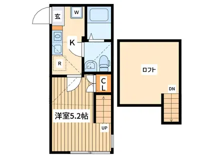 モウハウス淵野辺(1K/1階)の間取り写真