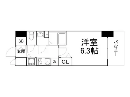 レオンコンフォート阿波座西(1K/3階)の間取り写真
