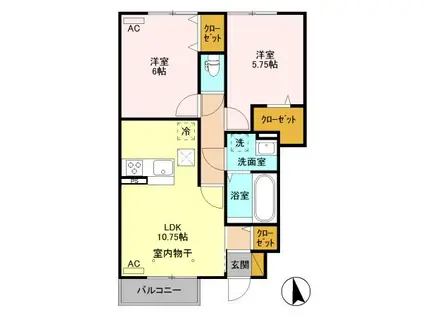 スペチアーレ I(2LDK/1階)の間取り写真