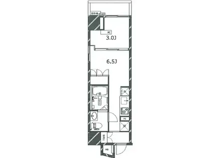 ジェノヴィア四谷三丁目グリーンヴェール(1DK/5階)の間取り写真