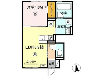 VILLE NOUVELLEⅡ(1LDK/1階)の間取り写真