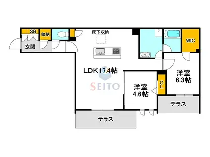 ハムステッドアレー(2LDK/1階)の間取り写真