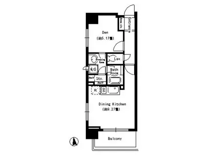 パークキューブ上野(ワンルーム/14階)の間取り写真