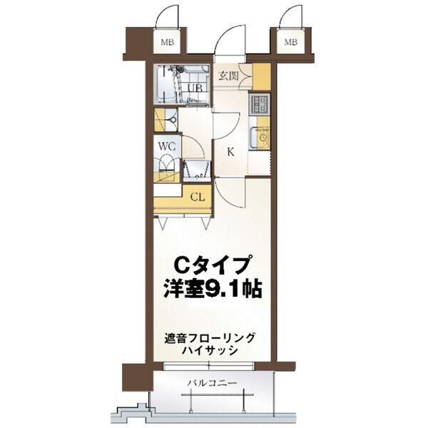 リビングステージ広瀬川(1K/3階)の間取り写真