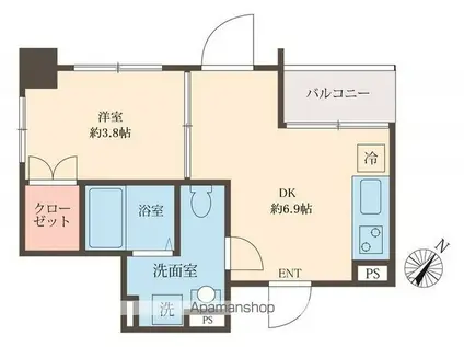 スフィア日本橋富沢町(1DK/3階)の間取り写真