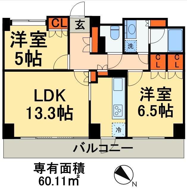 幕張ベイタウンマリンフォート(2LDK/5階)の間取り写真