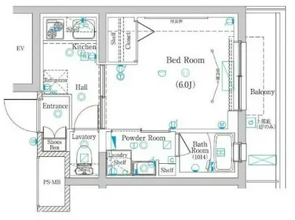 ラフィスタ元町I(1K/4階)の間取り写真
