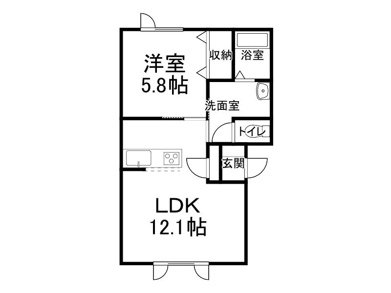 アルファーメゾン(1LDK/2階)の間取り写真
