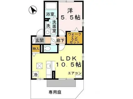 ウィルモア・ファーム B棟(1LDK/1階)の間取り写真