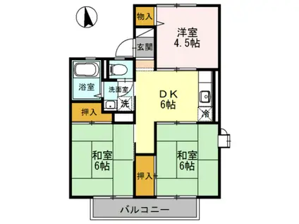 グリーンタウンI(3DK/2階)の間取り写真