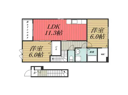 エクセレント/石川(2LDK/2階)の間取り写真