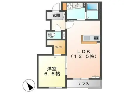 ESPELIA HILLS(1LDK/1階)の間取り写真