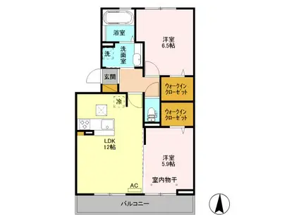 モルゲンロート 光(2LDK/2階)の間取り写真