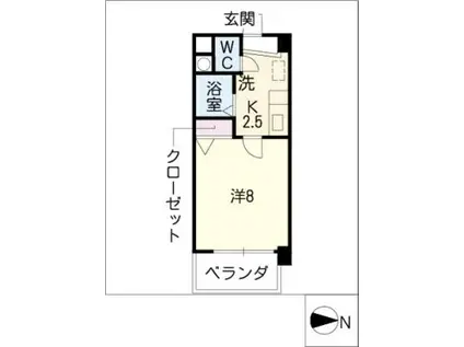 グレイス大同(1K/2階)の間取り写真