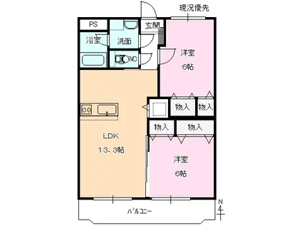 SUN CATTLEYA K (2LDK/3階)の間取り写真