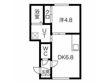 スローライフ(1DK/2階)の間取り写真