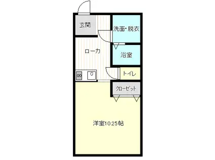 ハニーテラス(ワンルーム/2階)の間取り写真
