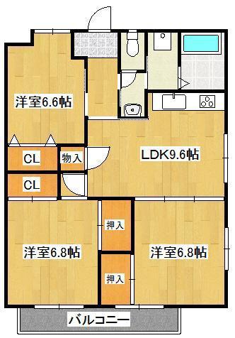 ガーデンフォレストサウスウィング(3LDK/3階)の間取り写真