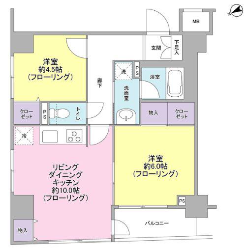 パートナーシップアパートメント(2LDK/10階)の間取り写真