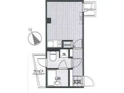 トレーノ鶴見(ワンルーム/1階)の間取り写真