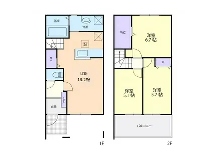 SAKURA PALACE D(3LDK/1階)の間取り写真