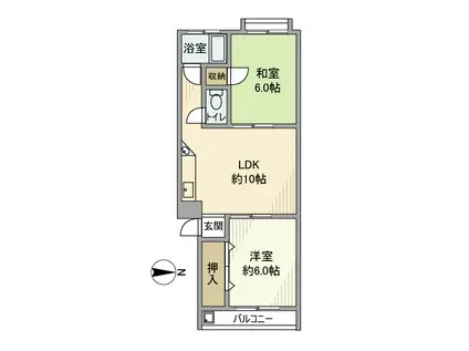 高松レジデンス(2LDK/3階)の間取り写真