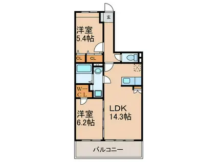 サニーコート梅満(2LDK/3階)の間取り写真
