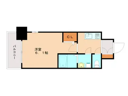 エスリード神戸兵庫駅マリーナスクエア(1K/9階)の間取り写真