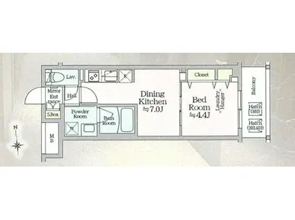 アイルグランデ中野ノースドゥーエ(1DK/1階)の間取り写真