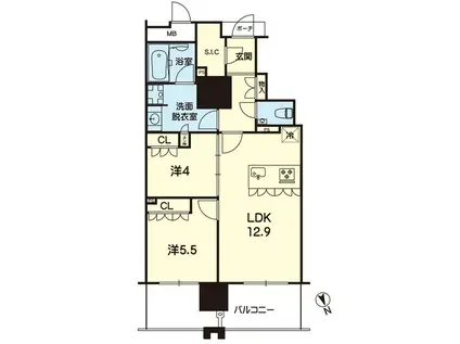 MJR熊本ゲートタワー 1908号(2LDK/19階)の間取り写真