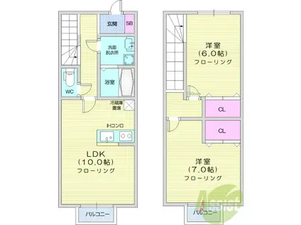 プレステージ2(2LDK/1階)の間取り写真