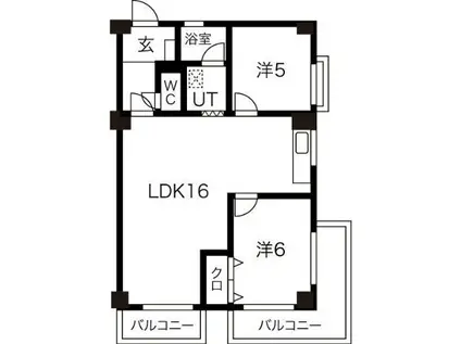 パインハイツ(2LDK/4階)の間取り写真