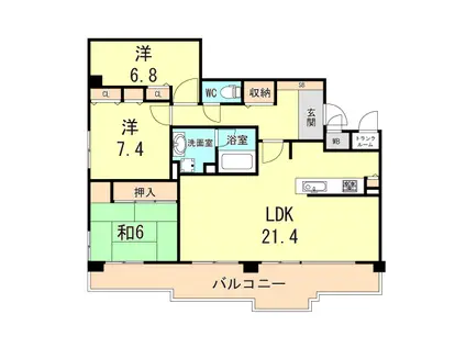 オーズタウンセンタースクエア6番館(3LDK/3階)の間取り写真
