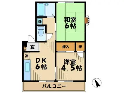 ヴィラグリーン(2DK/2階)の間取り写真