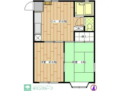 わいくれーるII(2DK/1階)の間取り写真