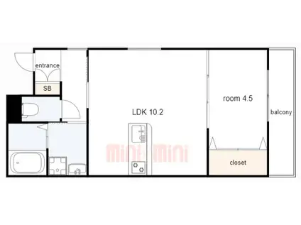 ベリーハイム今津(1LDK/4階)の間取り写真