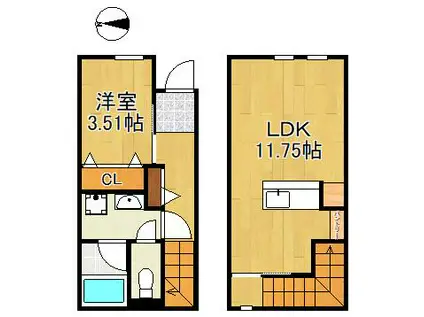 グラン若園(1LDK/1階)の間取り写真